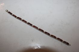 A Sterling and amber set bracelet, approx. 11gms