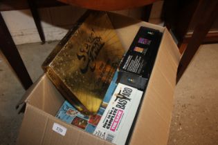 A box of various games to include Sexual Trivia Th