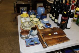 A quantity of various Devon pottery; porcelain cof