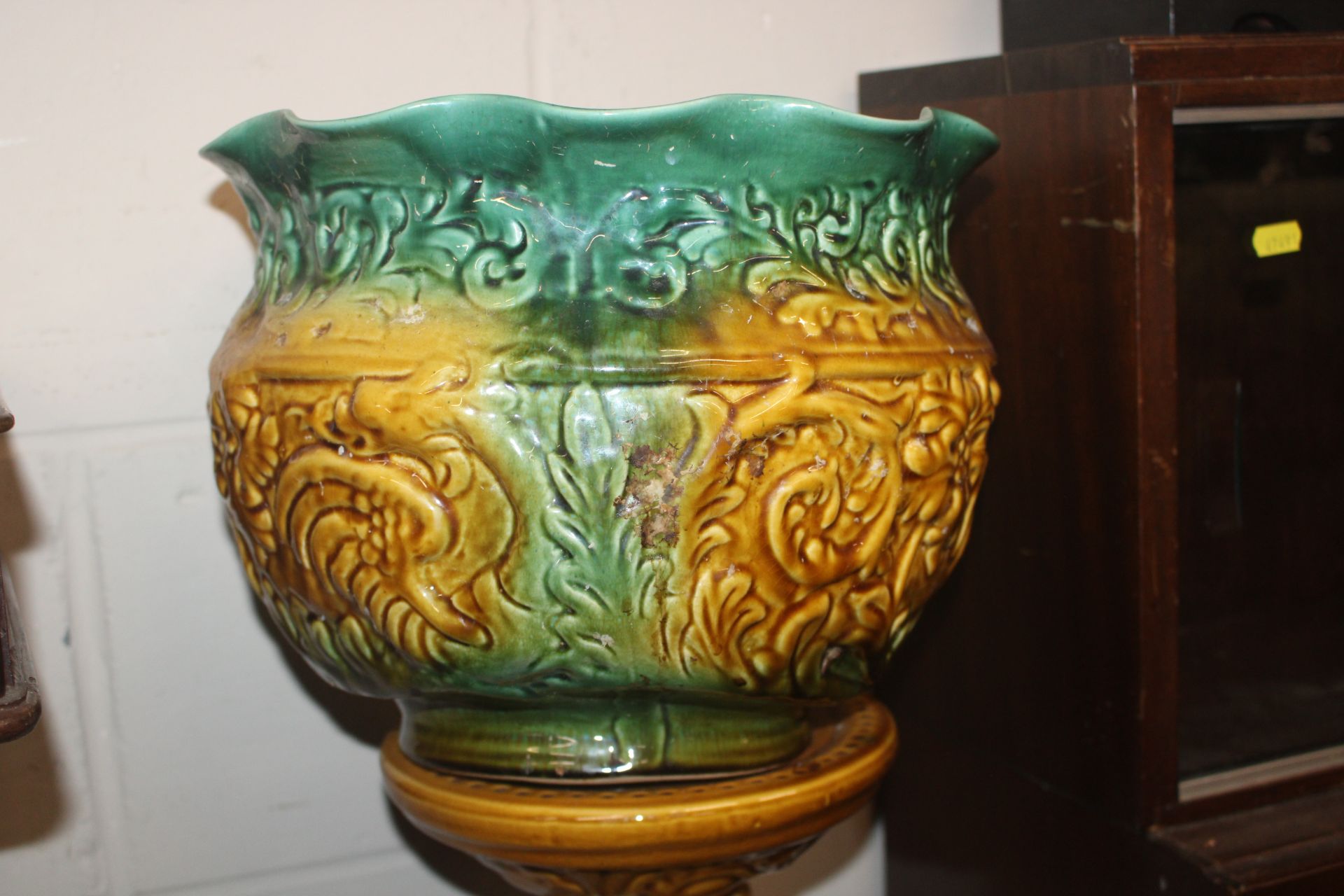 A Majolica style jardinière on stand - Image 2 of 3