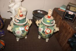 A pair of Japanese Satsuma vase/ urns, character m