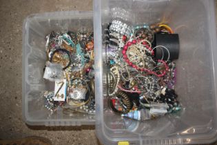 Two boxes of assorted costume jewellery