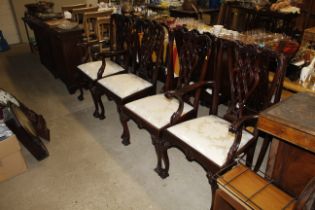 A mahogany twin pillar dining table with one extra