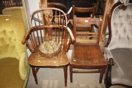 A Suffolk ball back chair and a 19th Century elm s