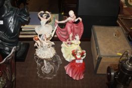 A quantity of figures to include two Royal Doulton