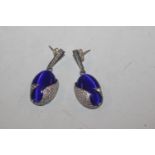 A pair of large Sterling silver Swarovski style dr