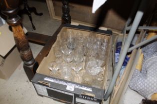 A box of various table glassware to include Webb