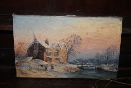 J. Bolton, 19th Century oil on canvas, winter land