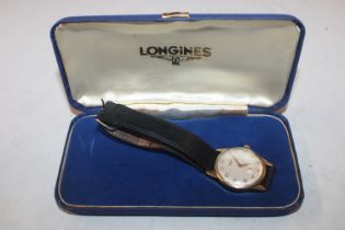 A 9ct gold cased Longines gentleman's wrist watch,