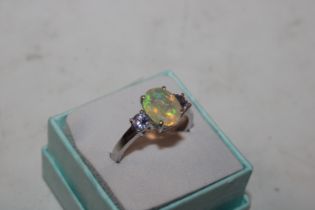 A T.G.G.C. Sterling silver Ethiopian opal and tanz