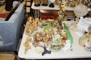 A quantity of mostly cherub ornaments; a vintage s