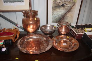 A quantity of antique copper items