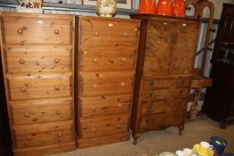 A pine chest fitted five drawers