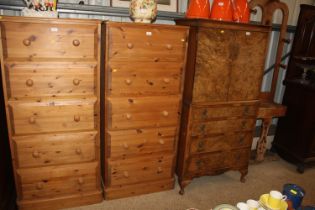 A pine chest fitted five drawers