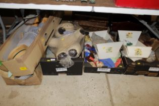 Five boxes containing various vintage dolls etc.