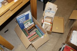 Two boxes of various vintage books and ephemera, n