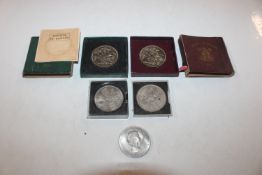 Two boxes 1951 silver crowns; and three other crow