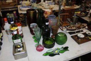 A quantity of table glassware, vases, fruit decora
