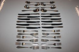 A silver cutlery suite comprising of six dinner fo