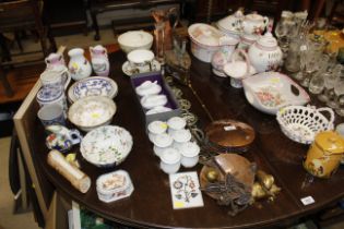 A quantity of metal ware and china to include bras