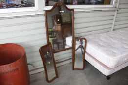 An oak triptych mirror