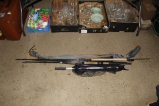 Two match rods and a landing net