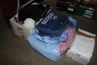 A quantity of various linen, textiles, bags etc.