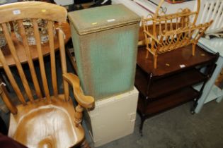 A Loom linen box and a painted cupboard