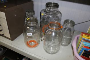 A quantity of Kilner jars and a Kilner barrel