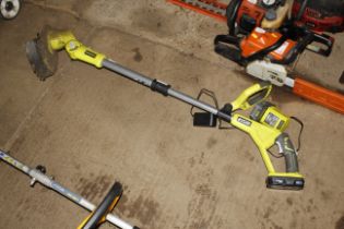 A Ryobi Easy Edge battery powered strimmer with tw