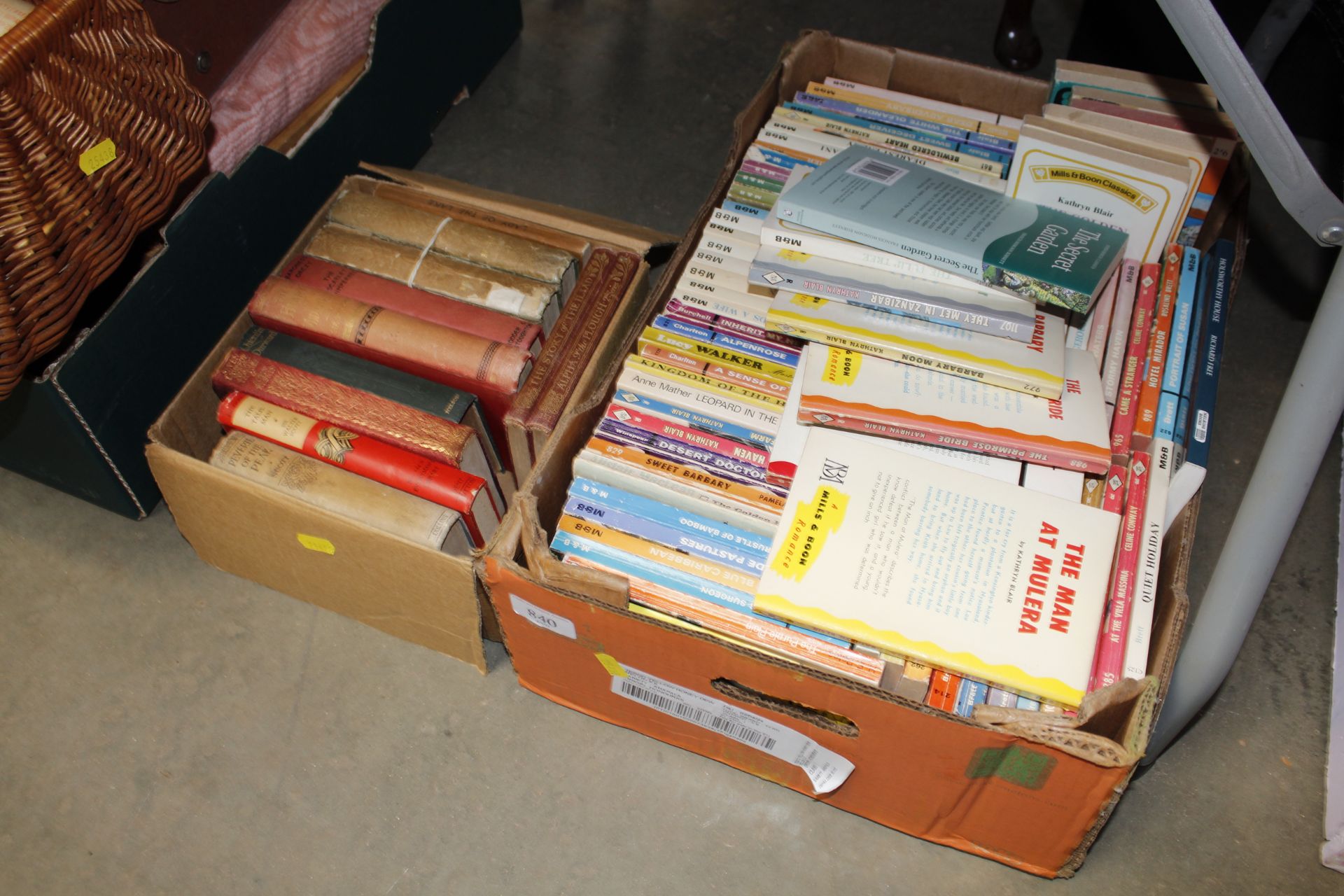 Two boxes of miscellaneous books including paperba