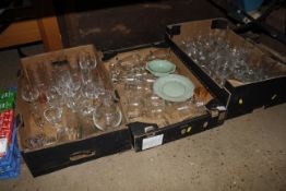 Three boxes of various glassware