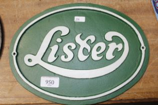 A cast iron Lister plaque