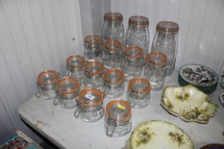 A quantity of various sized Kilner jars