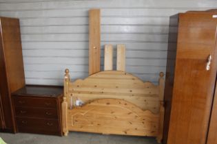 A pine double bedstead