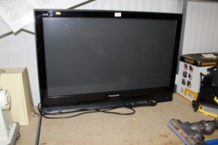 A Panasonic television with remote control