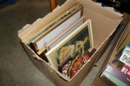 A box of miscellaneous pictures and prints etc.