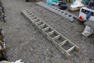 An aluminium extending ladder