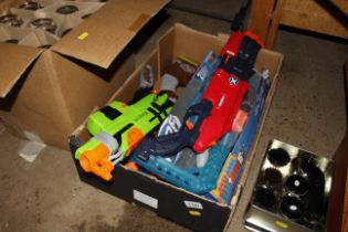 A box of Nerf guns etc.