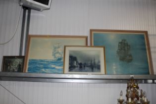 Two Montague Dawson marine prints and two others