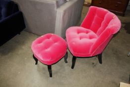 An Oliver Bonas pink Dralon upholstered tub chair