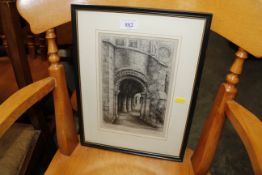 Pencil signed print 'Canterbury Cathedral'
