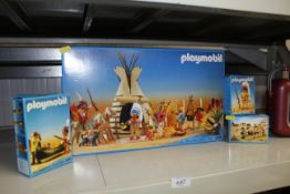 A Playmobil Indian village and two Indian chiefs