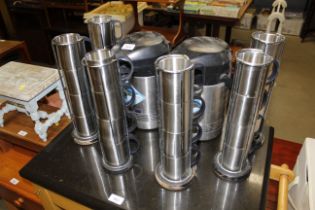 Two President stainless steel Thermos pots and a q