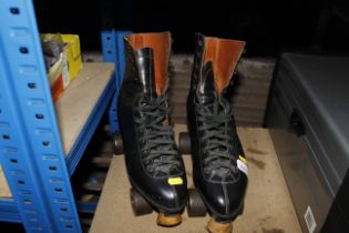 A pair of vintage roller skates