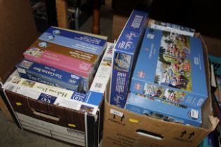 Two boxes of miscellaneous jigsaw puzzles