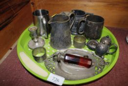 Various plated ware, ruby glass scent bottle AF et