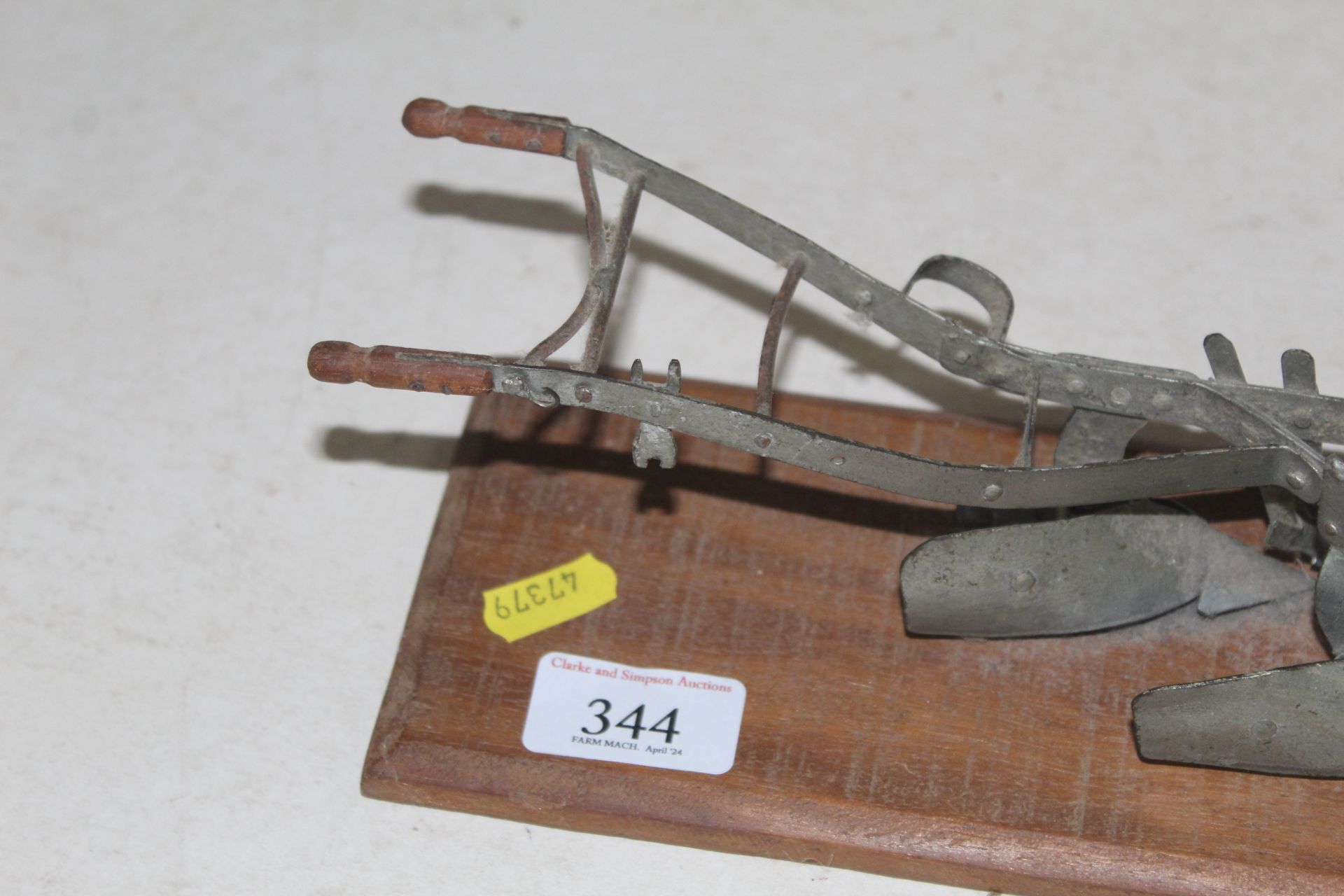 Model of a two furrow horse plough on a plinth. - Image 2 of 5