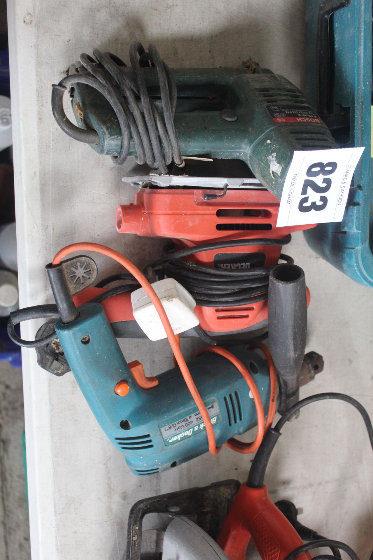 240v Black and Decker sander, Bosch stapler and Black and Decker hammer drill.