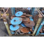 Stillage of NOS Ransomes Landsides, discs and axles. (1)